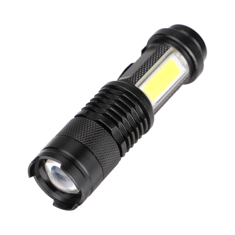 小型强光手电SK68+COB强光手电筒 LED伸缩调焦迷你户外便携手电筒